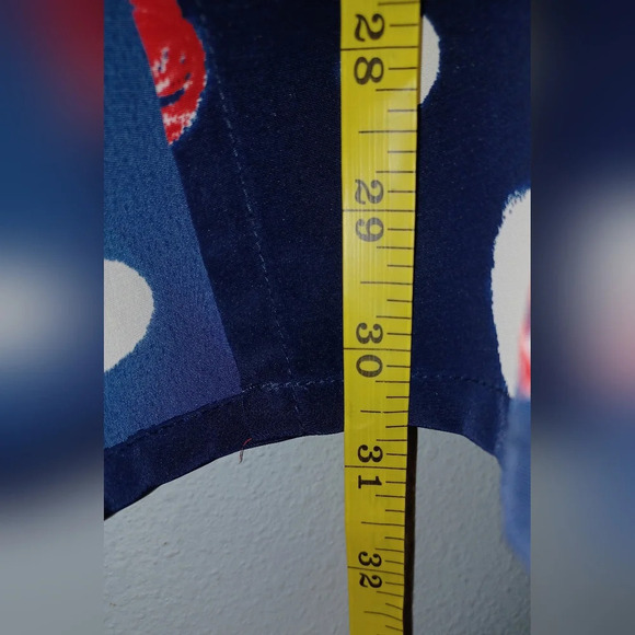 A Vintage Liz Baker Navy Blue Red White Blouse - Picture 11 of 11